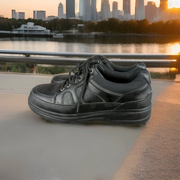 ✅DS Work Service Shoes Men’s 9.5 Wide Officer Black Pebble Stone Leather Lace Up - Picture 1 of 10